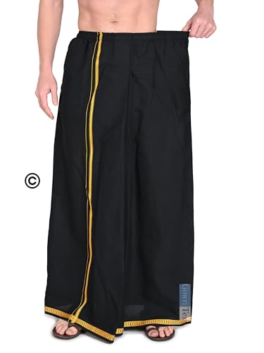 Image of Gowri Tex Black Elastic Dhoti Wth Dual Packet Pack of 1