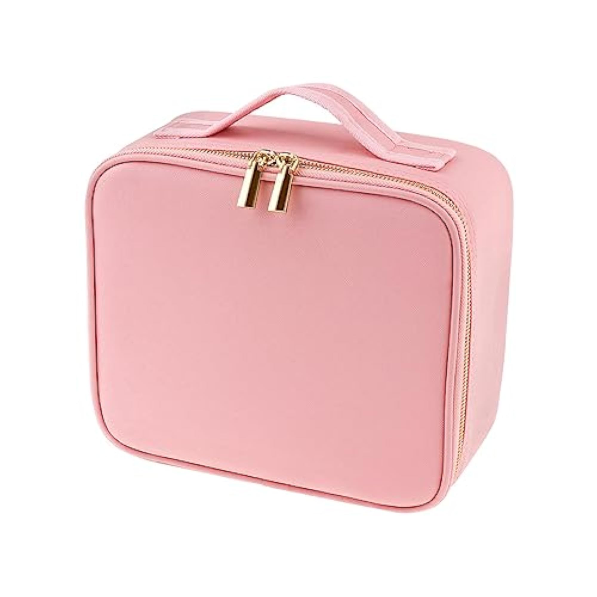 Travel Makeup Train Case with Mirror and Lights, Portable Pink