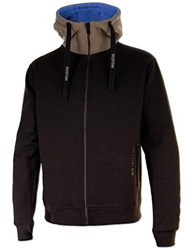 SEESTERN Herren Kapuzen Sweat Shirt Jacke Pullover Zip Hoody Sweater Gr.XS-L /1442 Braun_blau_Cappuccino XS Cover