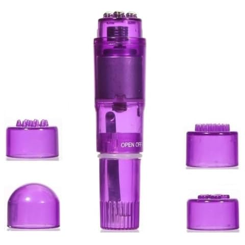 Finever Small Mini Massager Portable Pen for Body Face, Neck, Head,Back Massage with 4 Heads (1PK Purple) Cover
