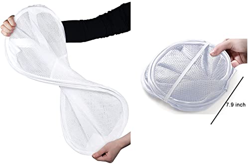 Image of Larpur Pop Up Laundry Hampers, Portable Mesh Laundry Baskets, Collapsible Clothes Laundry Bin for Bedroom, Travel, Bathroom, College Dorm, White - 2 Pack