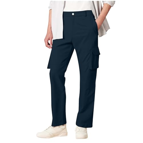 Men's Cargo Pants Slim Fit Lightweight Work Pants with Flap Pockets 2025 Dressy Casual Stretch Pants with 6 Pockets4
