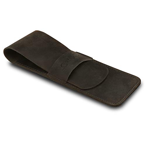 Image of Londo Genuine Leather Pen and Pencil Case with Tuck in Flap, Stationery Bag