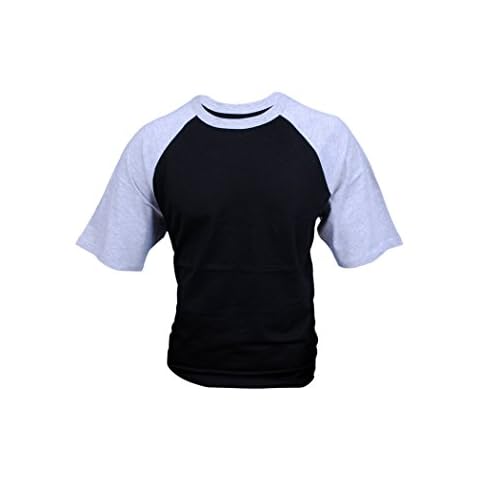 ILTEX Mens Raglan Short Sleeve Baseball T-Shirts (XXXXX-Large, Black/Heather-Grey) Cover