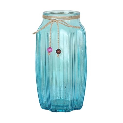 Surwin Jarrones de Cristal, Jarrón de Flores de Cristal para Modernos Decoración de Mesa, Boda, Dormitorio, Estudio, Regalo para San Valentín Navidad Cumpleaños - Altura 22cm (Cielo Azul)