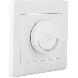 Regulador Potencia Ventilador Fafeicy AC 250V 100W 86x86mm Interruptor de control de velocidad del ventilador de luz de techo, Botón de panel de pared blanco, para ventiladores eléctricos y lámparas incandescentes
