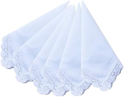 MemoryHanky Ladies Bridal Wedding Crochet Lace Handkerchiefs 60s Cotton Hankies Size 11.8"