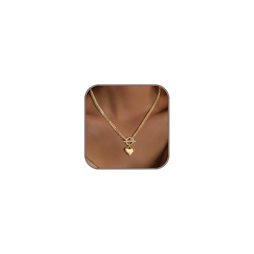 Heart Necklace for Women Gold/Silver Plated Trendy Heart Choker Lover Pendant Hypoallergenic Fashion Gold/Silver Necklace for Women Love Jewelry Gift for Women Girlfriend