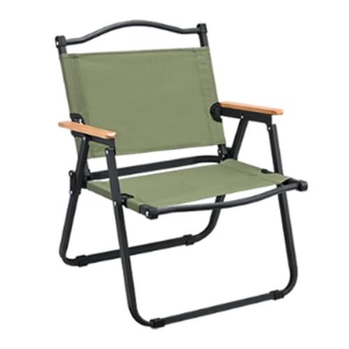 Silla plegable portátil con respaldo alto, lujosa silla de camping para interiores y exteriores, para playa, barbacoa, picnic y fiestas, compacta, ligera, tela verde, marco negro