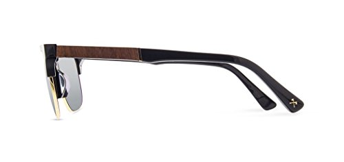 Shwood - Newport 52mm Rectangle Acetate & Wood Sunglasses - Black // Mahogany Polarized3