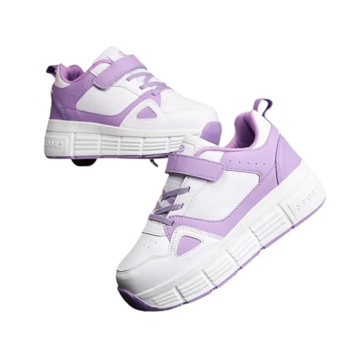 ENEN Zapatillas con Ruedas Niña Niños, Transpirable Zapatos con Ruedas para Niñas Niño, Verano Zapatillas Patines 2 Roues, Multifuncionales Bambas 31-40 EU (Morado,33)