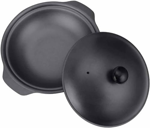 Akbik Cacerola De Hierro Fundido Antiadherente con Tapa Negra, Sartén Antiadherente Adecuada para Una O Varias Personas, Presentación En Mesa Pequeña Wok Negro,20cm