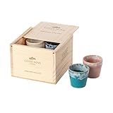 Costa Nova caja regalo Grespresso: 8 tazas de café lungo de gres fino con esmalte reactivo, apilables, acabadas a mano, en elegante caja de madera, aptas para lavavajillas, multicolor, ⌀ 8 cm