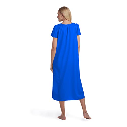 Image of Miss Elaine Nightgown - Women's Long Tricot Nightgown, Short Flutter Sleeves, Comfortable Lightweight Fabric, Sleepwear