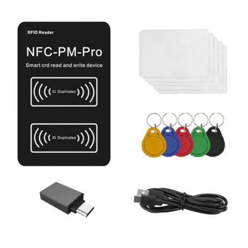 Kissmii Lector de Chip Inteligente RFID PM Pro, Decodificador + 5XUID + Tarjeta 5XCUID, Copiadora de Llaves NFC, 13,56 MHz, 125 Khz, Clonador de Token de Escritura de