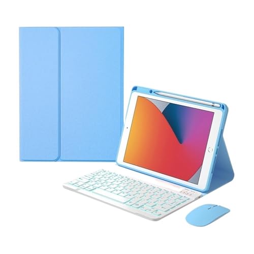 Teclado retroiluminado iPad Pro 11 con funda azul y ratón inalámbrico 1