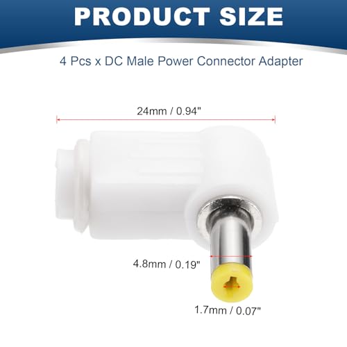MECCANIXITY 4 pcs adaptadores macho de energía DC 4.8mm x 1.7mm miniatura 2