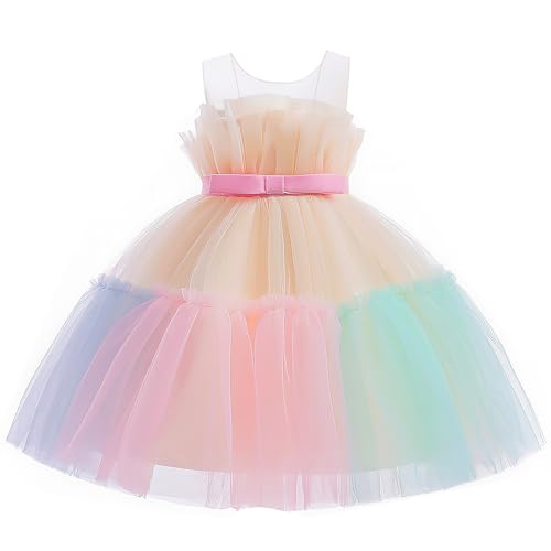 Toddler Flower Girl Wedding Guest Dress Baby Girls Formal Ruffle Tutu Tulle Dresses Birthday Party Ball Gown