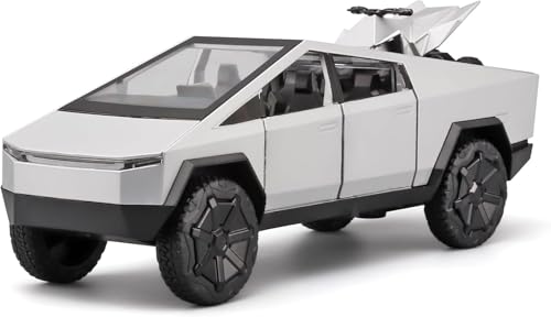 Teslaa Cyber Truck Redbull 1:32 Model Car Exclusive Pull Back Metal Toy car with Openable Doors & Light Music Best Gifts Toys Kids (1:32 Tesla - Silver)