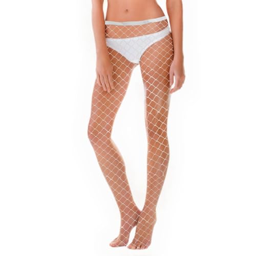 Mewtush Women's Sexy Stockings, Legging Résille Blanc Sexy élastique, Bas Femme Transparent Style Garter, Collant Blanc Femme Pour Tenue Séduisante