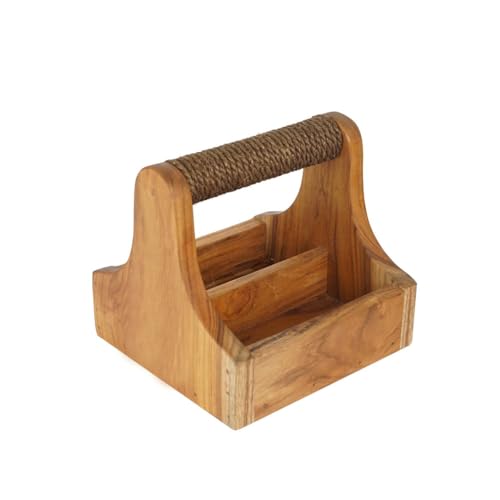 Rico & Plato Small Teak Wood BBQ Grill Caddy 7