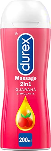 Durex Massage 2 in 1, Gel Lubrificante Intimo a Base Acqua e Gel per Massaggi, con Guaranà, 200 ml