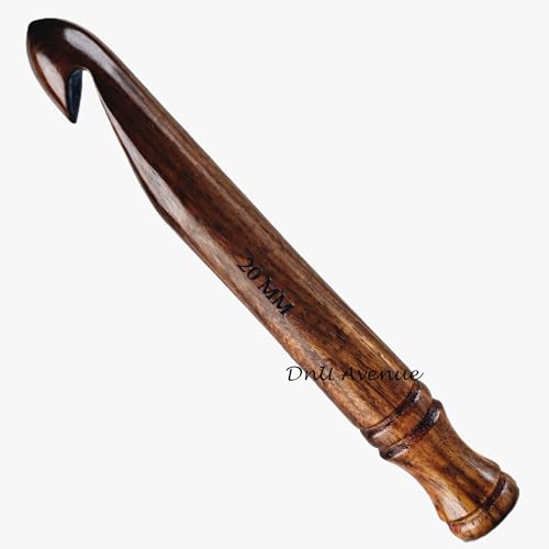 Image of Wooden Crochet Hook - 20mm Jumbo Bamboo Hook for Chunky Yarn, Smooth Ergonomic Handmade Crochet Tool for Knitting, Weaving, Yarn Crafts, DIY Projects, Beginners & Expert Crafters