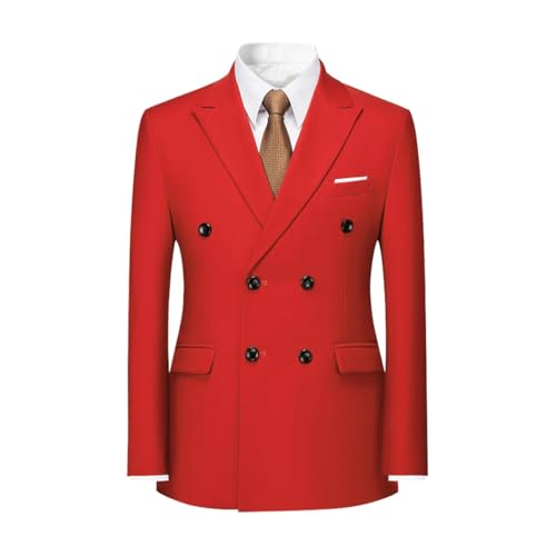 Boyland Men's Double Breasted Suit Jacket Solid Color Blazers Slim Fit Lightweight Sport Coats Blazer Red