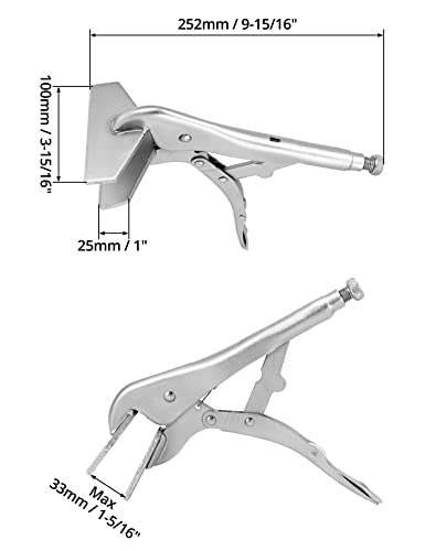 Qwork WD31539 10 Inch Nickel Plated High Carbon Steel Locking Sheet Metal Clamp, 2-Pack With Trigger Release And Adjustable Mechanism For Metalworking, Adjustable Opening Nickle Plated Welding Plier thumb #5