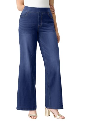 Roaman's Women's Plus Size Petite Plus Size 360&Deg; Stretch Wide Leg Jean