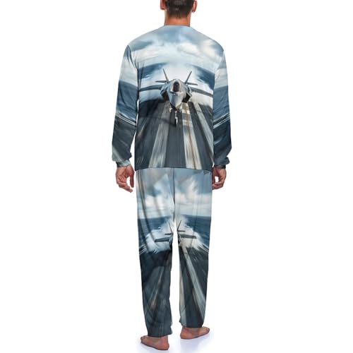 F-35 Fighter Jet U.S Air Force Men's Pajama Set Long Sleeve Sleepwear Loungewear Comfy Pj Sets3