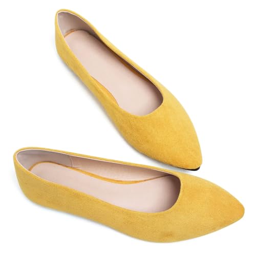Image of Dear Time Women's Pointed Toe Ballet Flats Simple Casual Office Work Flats Slip-on Comfortable Shoes