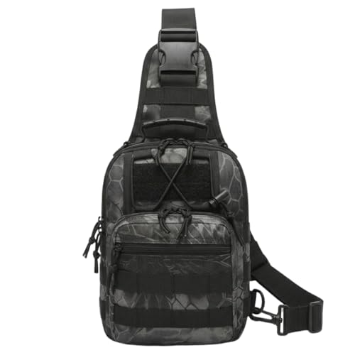 Bolsa Tática Militar Pochete Transversal Oxford Reforçada Unissex Multiuso Camuflada Shoulder Bag de Peito Moto Trilha Camping Motoboy 27,5x21x9 cm (Cinza Camuflada)