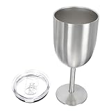 DECHOUS Edelstahl Doppelwandiger Weinglas mit Fuß Isolierter Weinbecher für Haushalt Bar Party Silber Langlebig und Temperaturbeständig