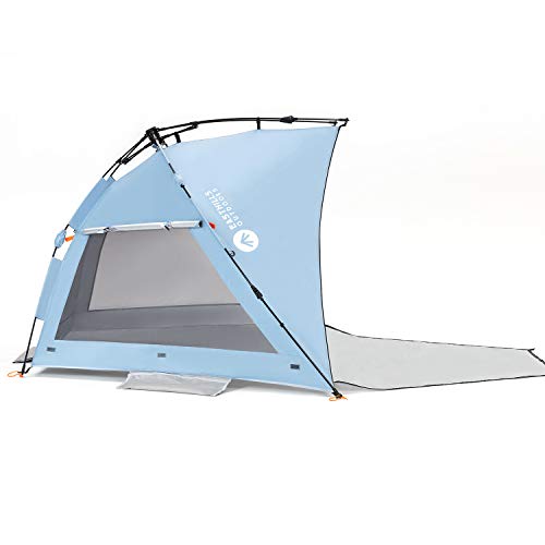 Easthills Outdoors Coastview Classic 2-4 Person Beach Tent Sun Shelter Double Silver Coating Sun Shade Instant Tent for Beach with Carrying Bag Sky Blue - Thumbnail 7