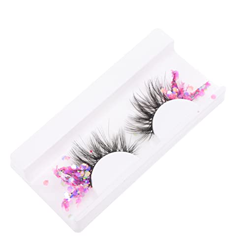 Lurrose Fluorescent Glitter False Eyelashes 1 Pair Neon Strip Lashes for Women Girls Party Cosplay Eye Makeup Extension 1.18X0.79In