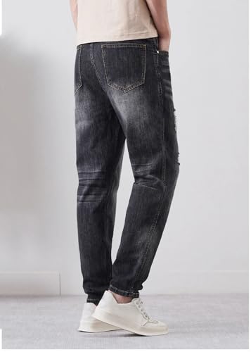 Men Ripped Jeans with Pockets Vintage Streetwear Pants Hip Hop Hole Denim Trousers3