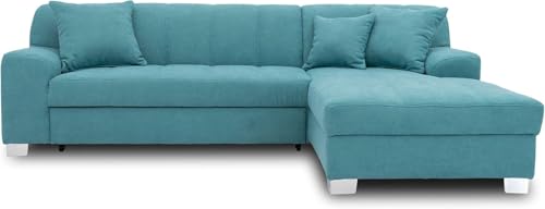 DOMO. collection Ecksofa Capri, Sofa in L-Form, Couch, Polsterecke, Eckcouch, Sofa-Garnitur, Longchair rechts 239 x 152 x 75 cm (BxTxH), türkis
