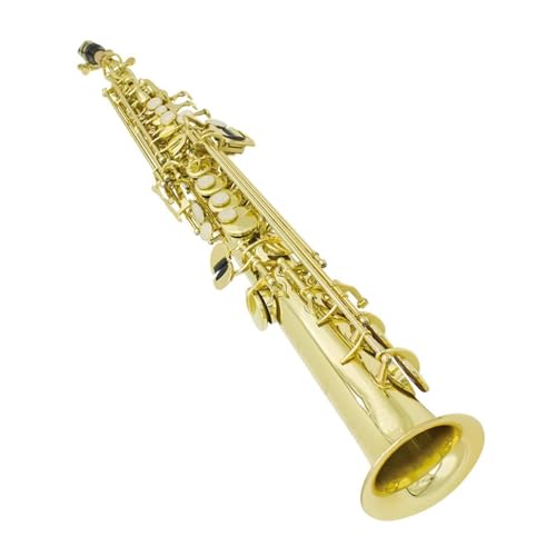 ロフェッショナルサックス Bbストレート管ソプラノサックスゴールド、ケース、マウスピース、クリーニングクロス、手袋、スタンド、その他の付属品付き