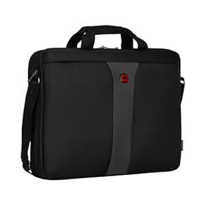 Wenger Legacy 17 laptop case with shoulder strap, notebook up to 17 inches, briefcase, organizer, 12 L, for men and women, office, business travel or uni, black/gray, 600654
