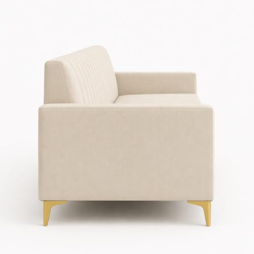 Image of SOCOZI Morello 4 Seater L Shape Sofa Set with Movable Ottoman | Flexible Left or Right Layout | Soft Velvet Suede Fabric | Modern Design | Plush Comfort Cushions for Living Room (Cream)