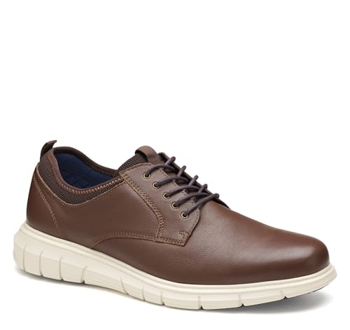 Johnston & Murphy Barnett Plain Toe Dress Casual Oxford, Brown Full Grain, 10 M