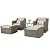 SOLAURA 5 Piece Patio Conversation Set Outdoor Furniture Set, Grey Wicker Lounge Chair with Ottoman Footrest, W/Coffee Table & Cushions (Beige) for Garden, Patio, Balcony, Deck