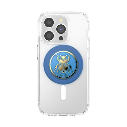 Image of PopSockets Phone Grip for MagSafe, Magnetic Holder, Phone Stand, Blue - Enamel Scarab