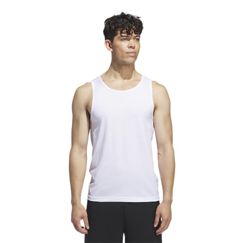 adidas Men's Tank Tops (2-Pack) – Stretch Cotton Undershirt, Soft Breathable Fitted Base Layer, White/White, Large4