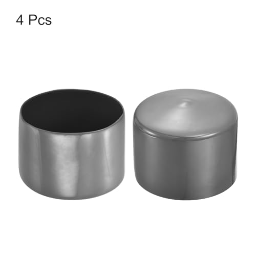 Image of uxcell 4pcs Rubber End Caps 75mm ID Vinyl Round End Cap Cover Screw Thread Protectors Dark Grey, 50mm Height