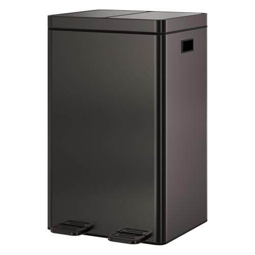 Garvee 2×8 Gallon Stainless Steel Dual Trash Can Pedal Soft Close - Black - image 1