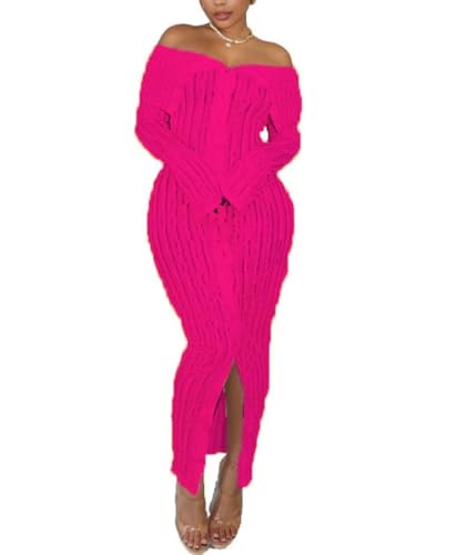 Image of Aro Lora Womens Sexy Off Shoulder See Through Pleated Button Down Slit Bodycon Maxi Dress