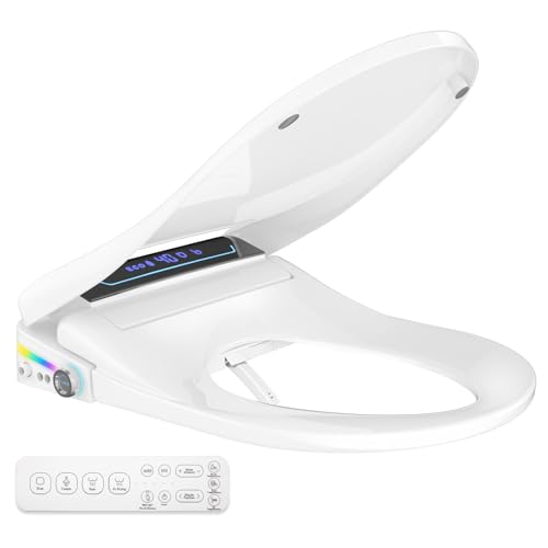 Image of Electric Heated Bidet Toilet Seat Elongated with Remote & Side Control Knob