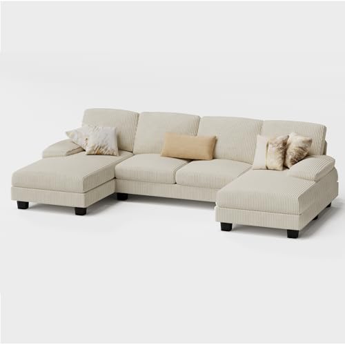 Furmax Sectional Couches for Living Room, U-Shaped Sofa Couch with Linen Fabric, 4 Seat Sofa Set with Double Chaise for Apartment - Image 9